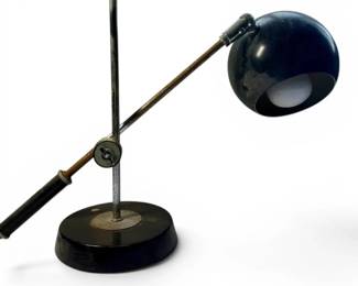 1960s MCM Black Eyeball Adjustable Desk Lamp