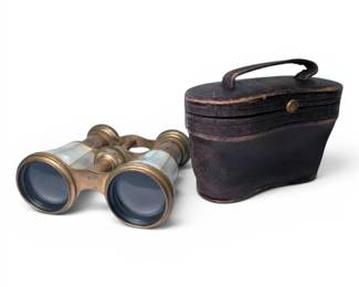 Antique Mother of Pearl Opera Glasses w Case