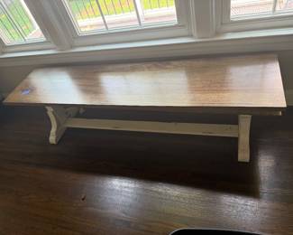 Long Wood & White Trestle Bench