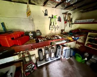 Assorted hand tools, pliers, wrenches, etc.