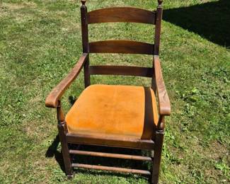 Antique Colonial Revival Ladder Back Armchair