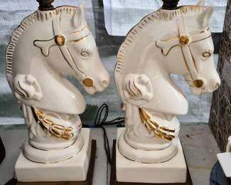Mid-Century Ceramic Horse Head Lamps for Restore