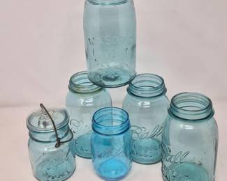 Antique Blue-Hues Ball Mason Jars