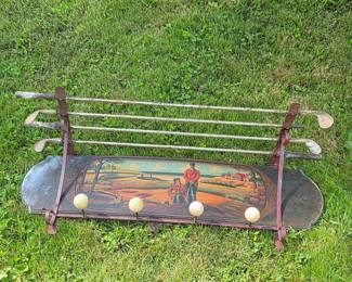 Golf Club Wall Rack Painted Fairway Scene