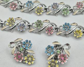 Pastel Enamel Rhinestone Parure Set