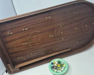 Vintage Wooden Bagatelle Game & Marbles