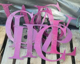 11 Large Vintage Metal Letters 16" Industrial