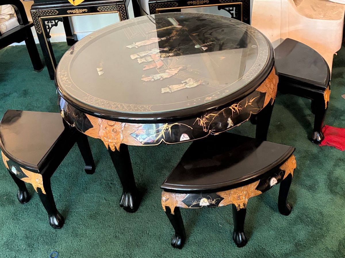 Chinese serving table seats 4