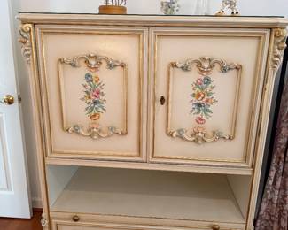 Silik cabinet - hand crafted, painted, color shaded, & gilded Italy
