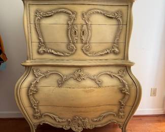 French Provincial Bombe` Chest-on-Chest circa 1965