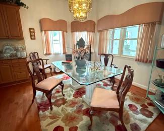 Glass top dining table