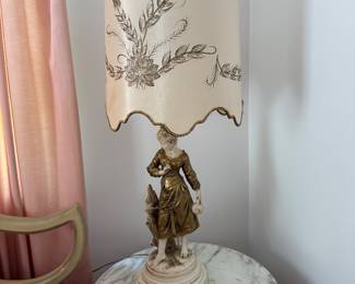 Granitex Figural lamp 1960's; original shade Chalkware/resin composite