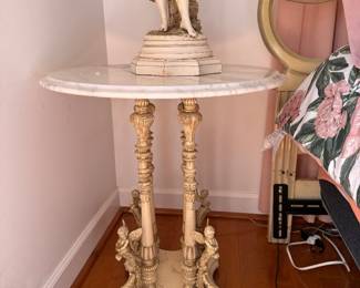 Hollywood Regency / French Neoclassical style Marble top Pedestal table