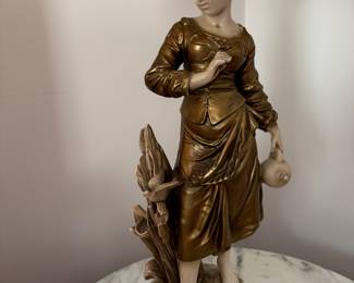 Granitex Figural lamp 1960's; original shade Chalkware/resin composite