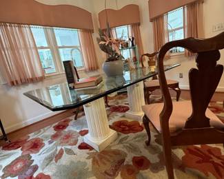 Glass top dining table