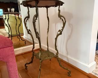 Brass, marble top accent table