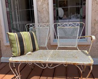 Vtg wrought iron love seat