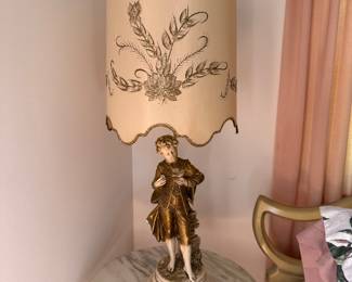 Granitex Figural lamp 1960's; original shade Chalkware/resin composite
