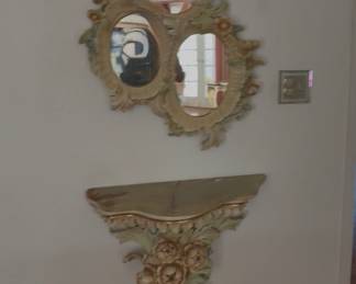 Silik marble top wall table & mirror. made in Italy/hand crafted