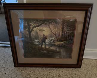 Signed & Numbered Thomas Kincaid “Fishing Hole” Print w/ Certificate of Authentication