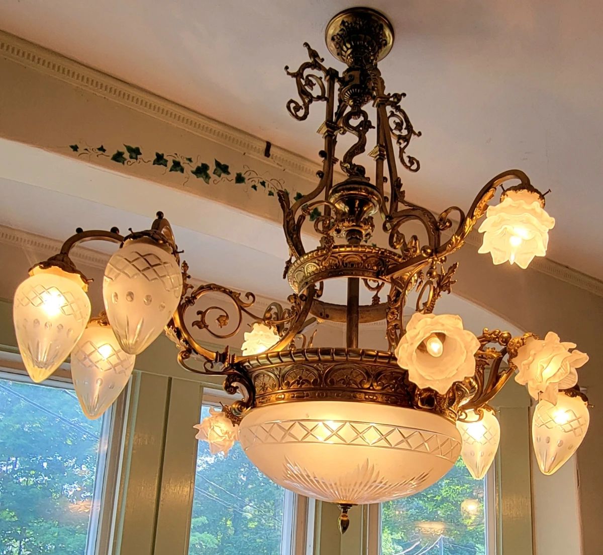 Monumental Antique Victorian/Eastlake Cast Bronze Chandelier