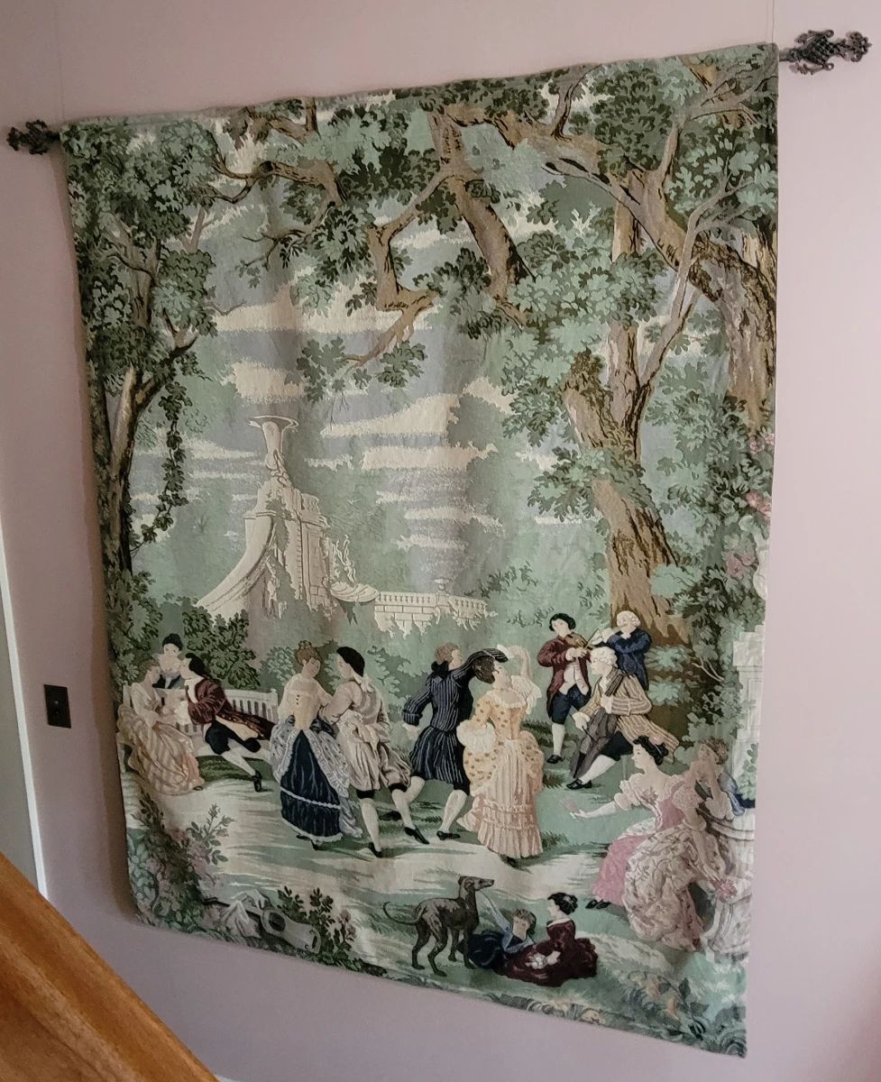 Vintage Large French Rococo-Style Woven Tapestry - Made in USA