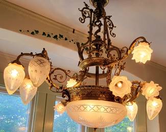 Monumental Antique Victorian/Eastlake Cast Bronze Chandelier
