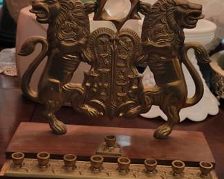 Vintage Large Brass Hanukkah Menorah