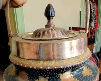 Antique Japanese Moriage Biscuit Barrel