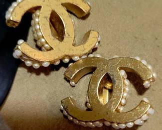Vintage Chanel Gold Plated Seed Pearl Earrings