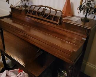 Traditional Walnut-finish Upright Piano with Bench