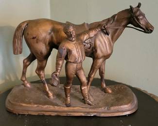 Antique Horse & Handler Sculpture