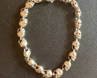 Sterling Silver Skull Chain Bracelet