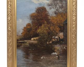 The Duck Pond Oil on Canvas by Joshua Anderson Hague