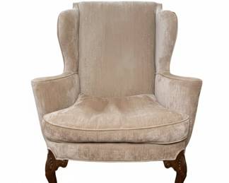 Queen Anne Style Wingback Armchair with Claw Feet
