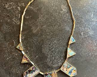 Abalone Shell Geometric Necklace