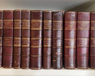 Charles Dickens Works Leather-Bound Books Vtg