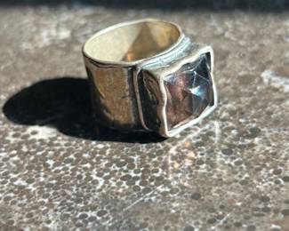 Silpada Sterling Silver Hammered Smoky Quartz Ring