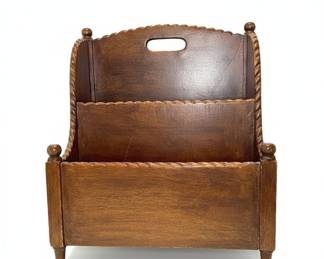 Vintage French Wooden Magazine Rack