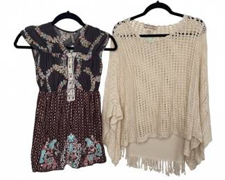 Free People Floral Print Dress and Flying Tomato Crochet Sweater