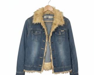 Billabong Y2K Denim Jacket with Faux Fur