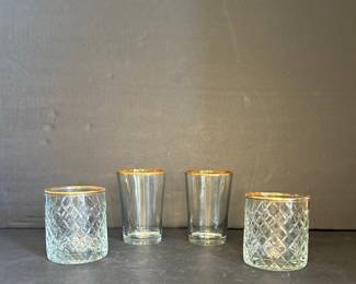 Georges Briard Harlequin Pattern Double Old Fashioned Glasses