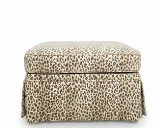 Leopard Print Upholstered Skirted Ottoman
