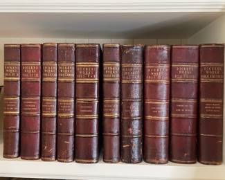 Vtg Charles Dickens Complete Works Leather Bound Books - Estes & Lauriat Edition