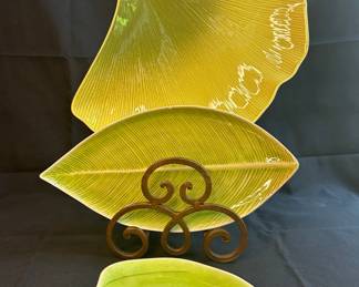 Crate & Barrel Leaf Shaped Serving Platters