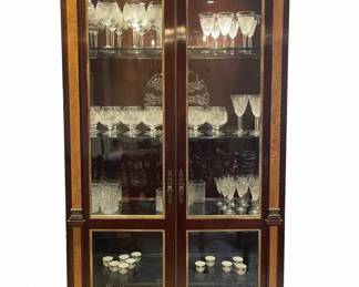 John Widdicomb Neoclassical Style Burl and Mahogany Display Cabinet Antique