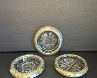 Silver-Plated Cut Glass Coasters