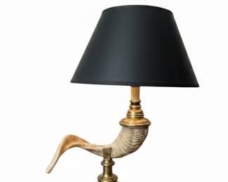 Chapman Faux Ram Horn and Brass Table Lamp