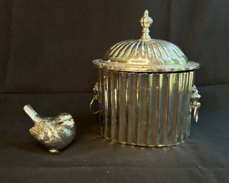 Silver Plated Biscuit Box with Bird Finial
