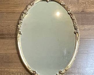 Vintage Ornate Gilt Oval Mirror